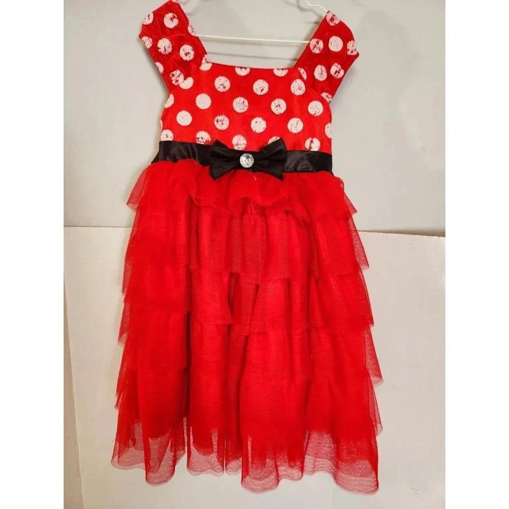 Disney Minnie Mouse Dress Sleeveless Size 4 Costume Some Flaking Of Dots - Picture 2 of 7